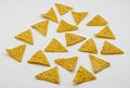 Nachos, fresh tortilla chips, isolated on white background Royalty Free Stock Photo