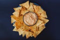 Nachos go with dip Royalty Free Stock Photo