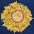 Nachos go with dip - top view Royalty Free Stock Photo