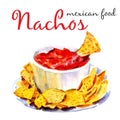 Nachos isolated on a white background. Watercolor Illustration