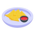 Nachos ketchup icon isometric vector. Restaurant food