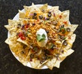 Nachos with Rice and Sour Cream Royalty Free Stock Photo