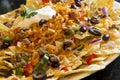 Nachos with Rice and Sour Cream Royalty Free Stock Photo