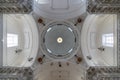 Nadir view of the roof and dome of the Baroque style Church. Spain religious tourism concept