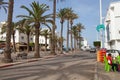 NADOR, MOROCCO - MAY 22, 2017: Road for cars in the Nador city center leading to the promenade