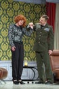 Russian actors Galina Danilova and Alexander Nosik on the stage of the theater