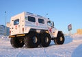 Russian high-traffic medical vehicle in winter in the North of Siberia Royalty Free Stock Photo