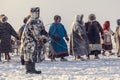 Yamal, open area, tundra,The extreme north,  Races on reindeer sled in the Reindeer Herder`s Royalty Free Stock Photo