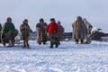 Yamal, open area, tundra,The extreme north,  Races on reindeer sled in the Reindeer Herder`s Royalty Free Stock Photo