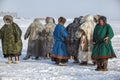 Yamal, open area, tundra,The extreme north,  Races on reindeer sled in the Reindeer Herder`s Royalty Free Stock Photo