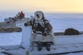 Nadym, Russia : Yamal, open area, tundra,The extreme north, Races on reindeer sled in the Reindeer Herder's Royalty Free Stock Photo