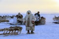 Nadym, Russia - Yamal, open area, tundra,The extreme north, Races on reindeer sled in the Reindeer Herder's Royalty Free Stock Photo