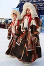 Women of the North during the demonstration of traditional fur c