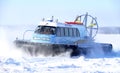 Nadym, Russia - March 15, 2008: the Soviet snowmobile Arctic goes on snow.