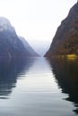 High rise mountains in naeroyfjord, Norway