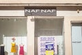 Naf Naf Logo in front of their shop for Lyon. Part of Vivarte, Naf Naf is a French fashion retailer focused on women clothing