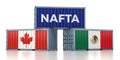 NAFTA - Freight container with Mexico and Canada national flag