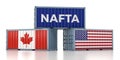 NAFTA - Freight container with USA and Canada national flag