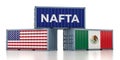 NAFTA - Freight container with USA and Mexico national flag