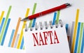 NAFTA text on a notebook with chart and pen business concept