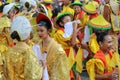 Street dancing participants wearing colorful costumes