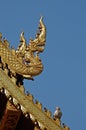 Naga dragon golden statue in Northen Thailand temple Royalty Free Stock Photo