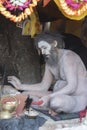 Naga Sadhu offering Prayers at  Kumbh Mela Trambakeshwar,nasik,maharashtra,India Royalty Free Stock Photo