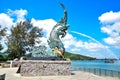 Naga sculptures spraying water A symbol of Songkhla Province, Thailand Royalty Free Stock Photo