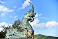 Naga sculptures spraying water A symbol of Songkhla Province, Thailand Royalty Free Stock Photo