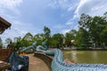 Naga statue in front of the church At Wat Pa Khlong 11 in Pathum Thani Province