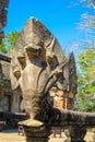 Naga statue in Khmer and Siam ancient historical ruins of city temple like Angkor Wat