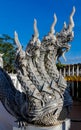 Naga stone dragon snake guard in thai buddhist Temple