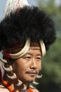 Naga Tribal Warrior Portrait at Hornbill festival,Kohima,Nagaland,India on 1st December 2013