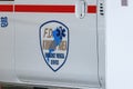 A close up to a FD Kohoku Area Emergency Medical Service vehicle ambulance in