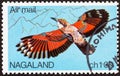 NAGALAND STATE - CIRCA 1969: A stamp printed in India shows a Wallcreeper Tichodroma muraria bird, circa 1969.
