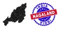 Nagaland State Map Polygonal Mesh and Grunge Bicolor Seal