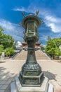 Bronze Lantern (Tourou) in front of Nihon Chureiden Shrine, the war memorial pagoda at Zenko-ji temple