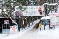 Nagano Japan- 10 February 2020 . The entrance of snow monkey park, one of the most popular place for tourist in Japan