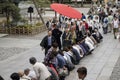 Nagano - Japan, June 3, 2017: Buddhist female priest is blessin