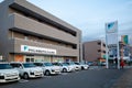 Nagano, Japan - 2 November 2023 : Front facade of a Daikin service center store with parking lot at Nagano city, Japan