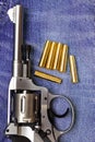 Nagant revolver with cartridges Royalty Free Stock Photo