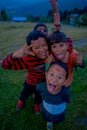NAGARKOT, NEPAL OCTOBER 11, 2017: Unidentified group of playful little children playing and enjoying time with their