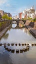 Meganebashi Bridge is the most remarkable of several stone bridges. The bridge gets its name from Royalty Free Stock Photo