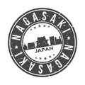 Nagasaki Japan Round Stamp Icon Skyline City Badge Seal Vector.