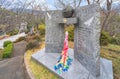 Memorial stone monument called People at peace in the park of Nagasaki atomic bomb museum.