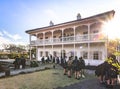 Japanese school students in excursion at the residence of thomas blake glover in the Glover Garden of Nagasaki.