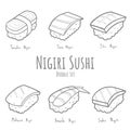 Nagiri sushi doodle set Japan Food