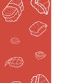 Nagiri sushi seamless pattern doodle set