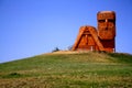 Nagorno-Karabakh / Armenia - August 23, 2014: Statue of grandparents at the entrance of unrecognized republic Armenians call