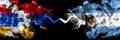 Nagorno-Karabakh, Artsakh vs Argentina, Argentinian smoky mystic flags placed side by side. Thick colored silky abstract smoke